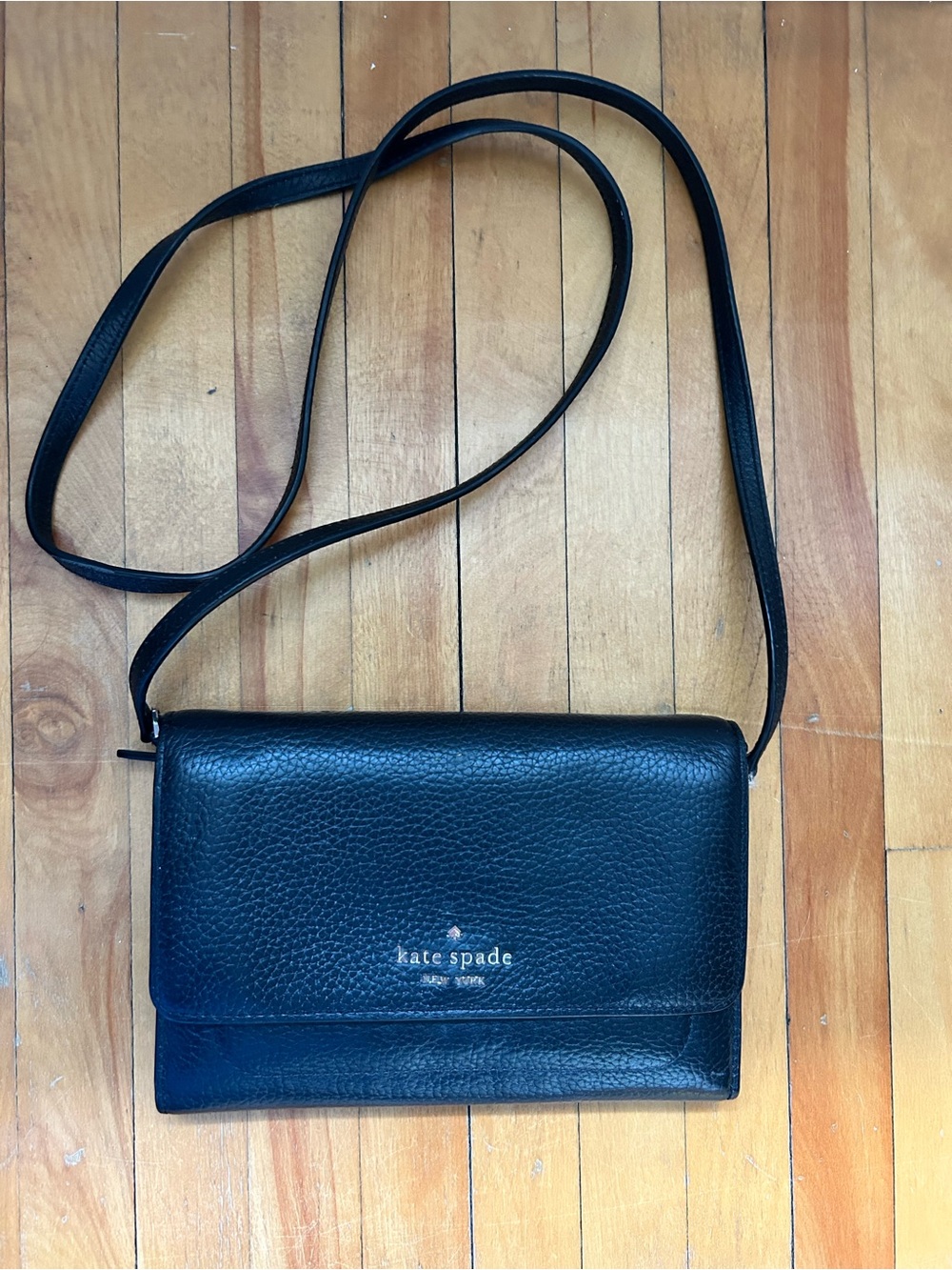 kate spade Harlow Black Pebbled Leather Crossbody Bag